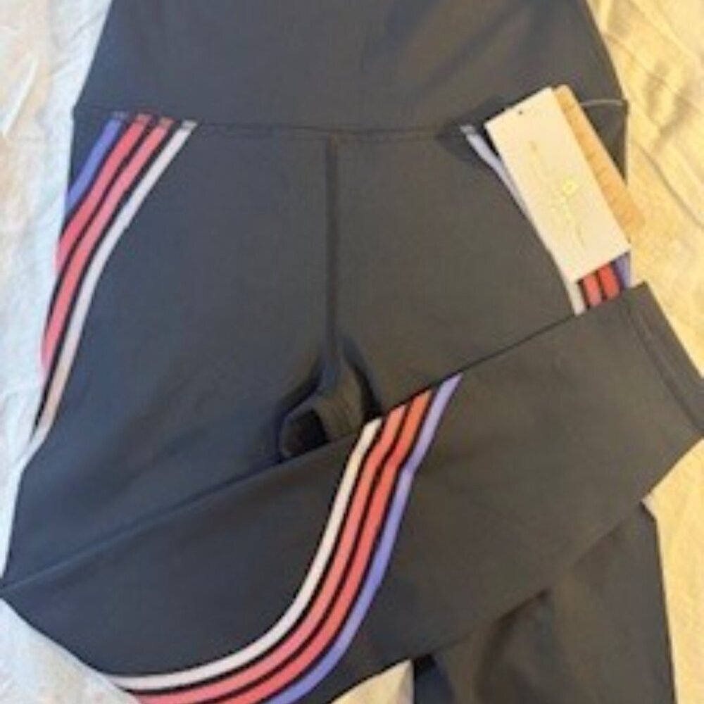 Spiritual Gangster Leggings - Black with Multi-Stripe - NWT - Picture 3 of 3